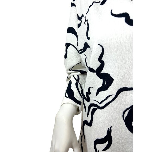 FDJ French Dressing Jeans Tunic Top XL White Navy Abstract Pattern Swirls Artsy - Picture 8 of 11